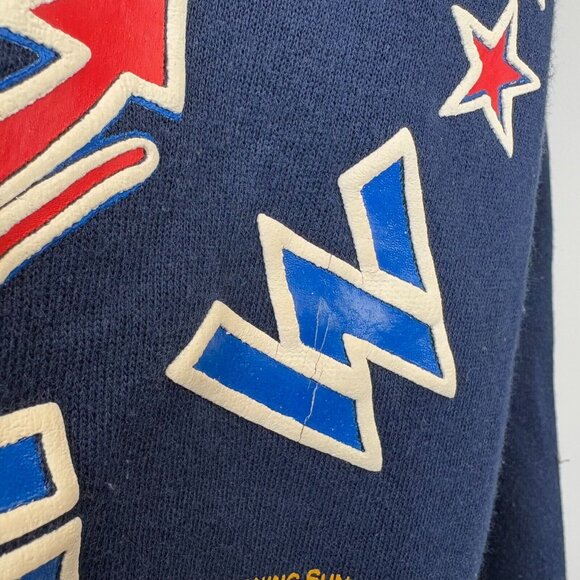 Vintage 90s Morning Sun Crewneck Sweatshirt Mens Size XL Blue Anchor Flags USA - Picture 3 of 5